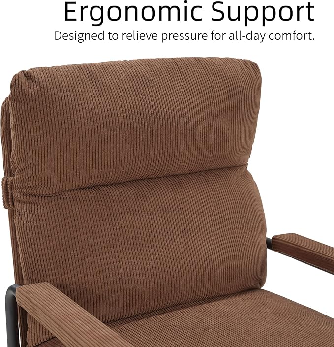 FLEXISPOT Accent Chair for Living Room,Arm Chair for Bedroom,with Padded Arms, Thicken Comfortable Cushion,Metal Frame,Reading Bedroom Chair Armchair for Home/Office/Cafe/Apartment/Waiting Room,Brown