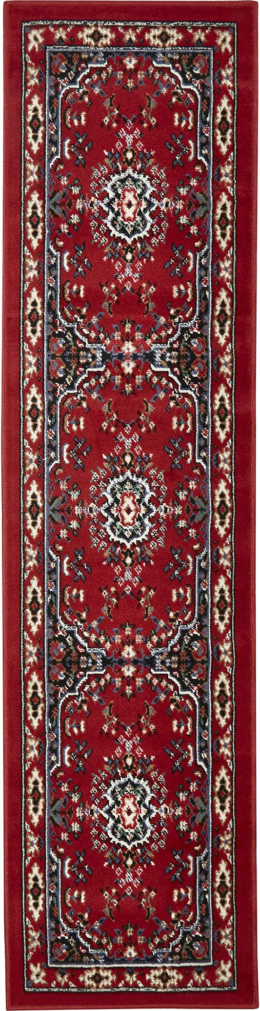 Home Dynamix Premium Sakarya Traditional Medallion Border Area Rug, Claret, 1'9"x7'2" Runner