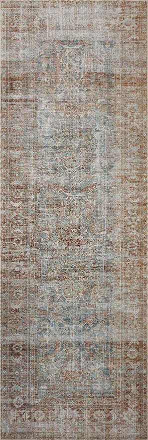 Loloi Chris Loves Julia Jules Collection JUL-05 Lagoon/Brick 9'-6" x 14', .13" Pile Height, Area Rug