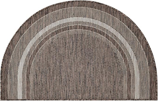 Unique Loom Outdoor Border Collection Area Rug - Soft Border (2' 7" x 4' 1" Hearth Brown/Ivory)