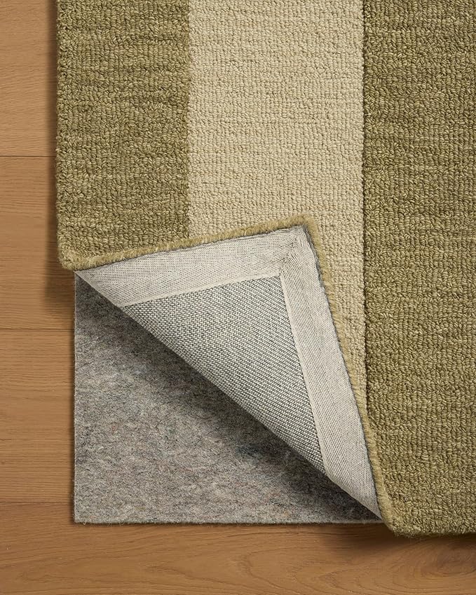 Loloi Leanne Ford Craven Collection CVN-01 Light Olive/Oatmeal 2'-6" x 7'-6" Runner Rug Geometrical, Patterned, Neutral, Hallway, Kitchen, Mudroom, and Bathroom