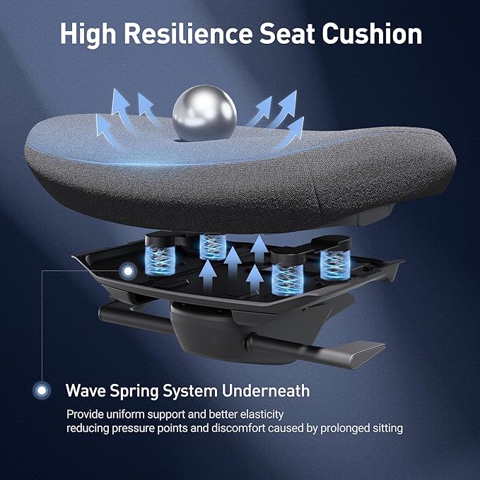 COLAMY Ergonomic Mesh Office Chair, Computer Executive Desk Chair, Ergonomic Office Chair Lumbar Support with Flexible Backrest, Slide Seat, Darkblue