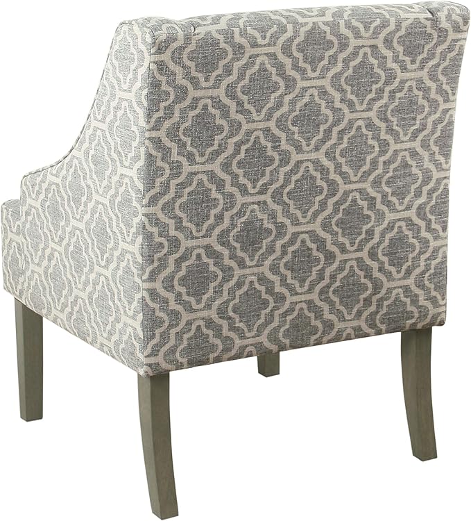 Homepop Home Decor | Upholstered Classic Swoop Arm Accent Chair | Accent Chairs for Living Room & Bedroom | Decorative Home Furniture, Ash Geometric