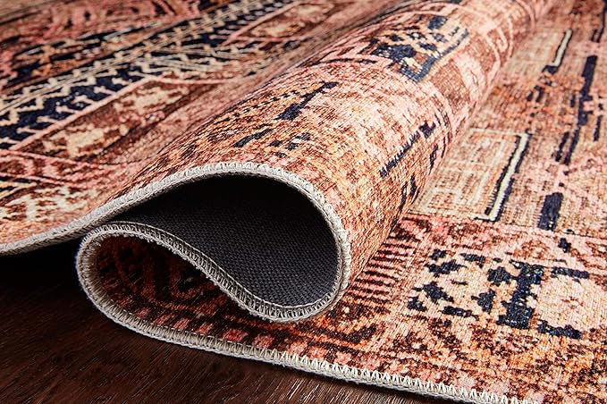 Loloi Layla Collection LAY-14 Mocha/Blush 2'-0" x 5'-0" .13" Thick Accent Rug, Soft, Durable, Vintage Inspired, Distressed, Low Pile, Non-Shedding, Easy Clean, Printed, Living Room Rug