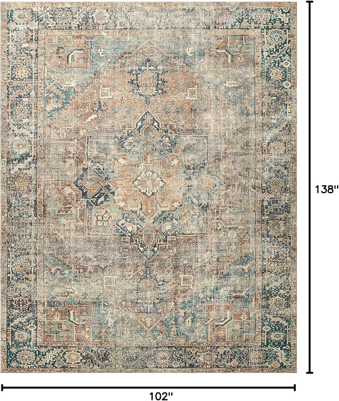 Loloi Margot Collection MAT-02 Terracotta/Lagoon 8'-6" x 11'-6" Area Rug feat. CloudPile, No-Shed Easy Clean Large Patterned Area Rug for Living Room, Bedroom, Dining Area