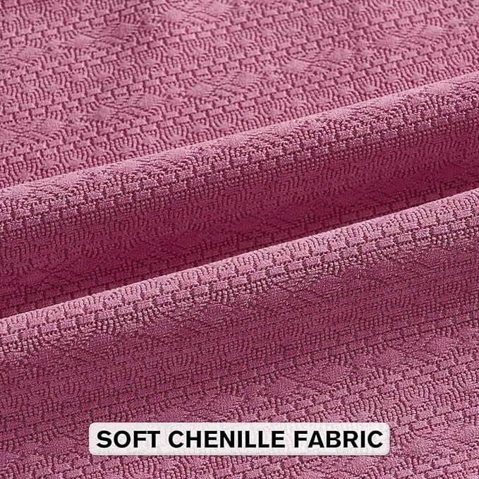 FUTEI Hot Pink Chenille Throw Pillow Covers 22x22 Inch Set of 2,Soft Striped & Diamond Textured Cushion Cases,Modern Home Decor for Couch Living Room
