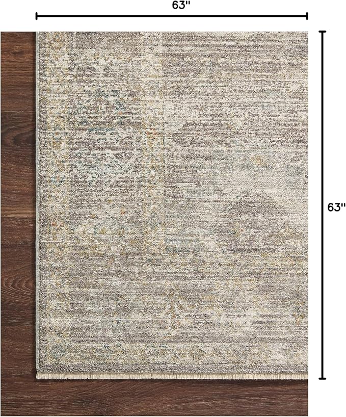 Loloi Magnolia Home by Joanna Gaines Millie Collection MIE-05 Stone/Natural 5'-3" x 5'-3", .25" Pile Height, Round Area Rug