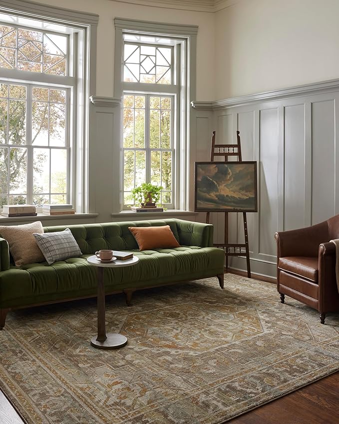 Loloi Magnolia Home by Joanna Gaines Mona Collection MOA-01 BARK/Sunrise 5' x 7'-8" Area Rug