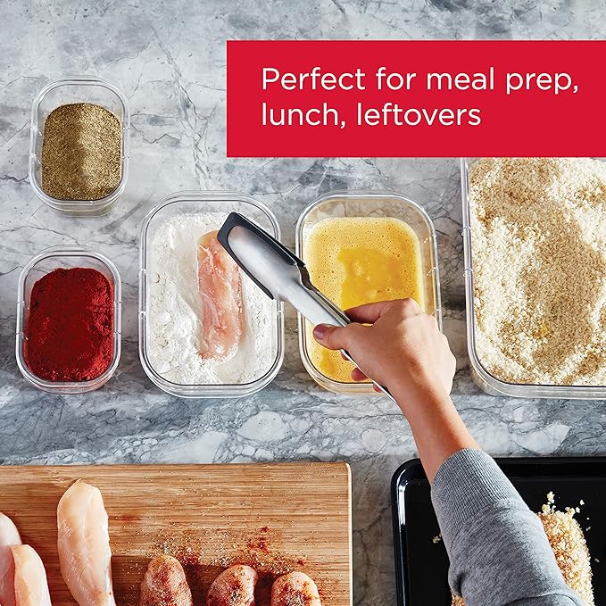 Rubbermaid Brilliance BPA-Free Food Storage Containers Multi Pack, 1.3 Cup Plastic Containers with Lids, 5 Pack, Leak Proof, Microwave & Dishwasher Safe