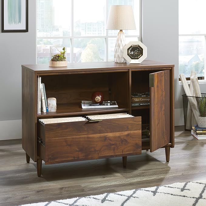 Sauder Clifford Place Credenza, For TV's up to 46", Grand Walnut finish