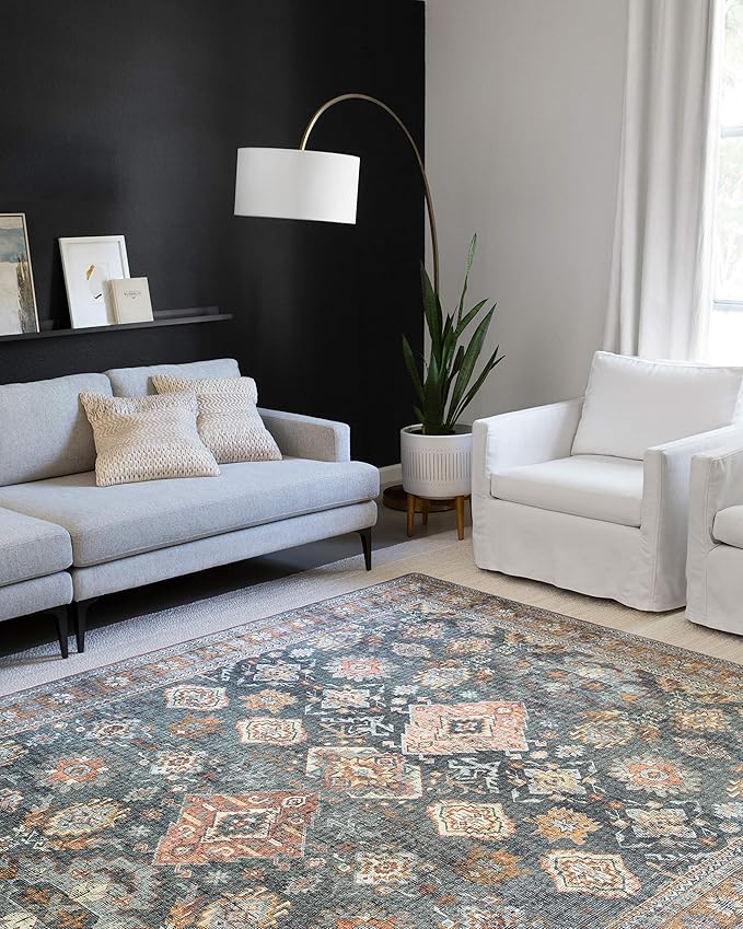 Loloi II Skye Collection SKY-10 Sea/Rust 5'-0" x 7'-6" Area Rug