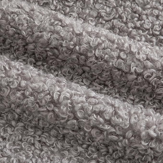 Pack of 2 Curly Teddy Wool Faux Fur Throw Pillow Covers Fuzzy Accent Soft Sherpa Pillowcases Sheepskin Fleece Decorative Cushion Case for Sofa Couch Living Room 18x18 Inch Light Grey