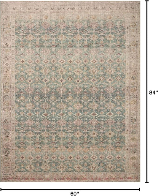 Loloi Angela Rose Aubrey Collection AUB-02 Aqua/Sand 5'-0" x 7'-0", .19" Pile Height, Area Rug
