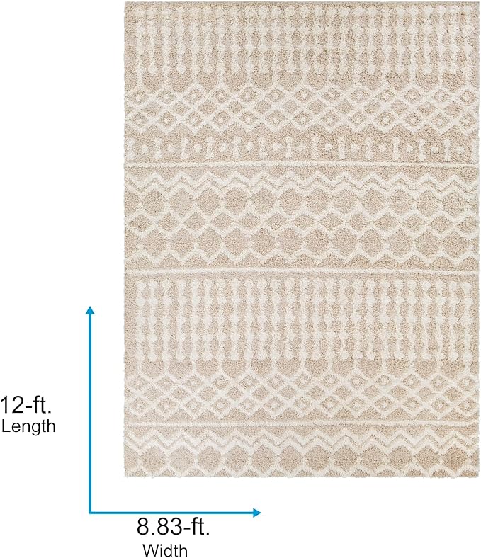 Livabliss Hapsburg Moroccan Shag Area Rug, 8'10" x 12', Beige