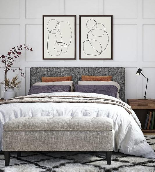 Kate and Laurel Sylvie Modern Circles and Going in Circles Framed Canvas Wall Art Set by Teju Reval of SnazzyHues, 2 Piece Set 18x24 Natural, Beautiful Abstract Minimalist Wall Art