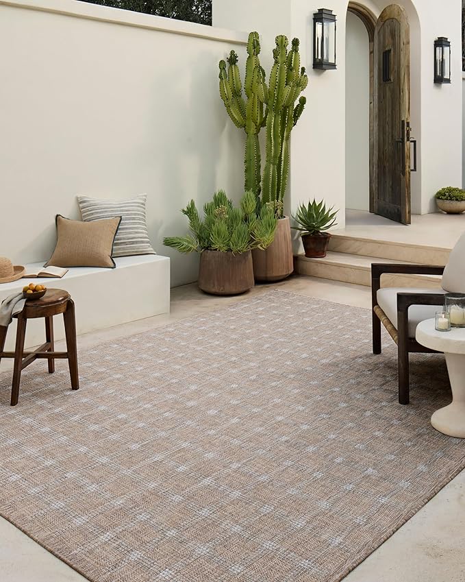 Loloi Amber Lewis Topanga Collection TOP-01 Natural/Bone 5'-3" x 7'-6" Indoor/Outdoor Area Rug