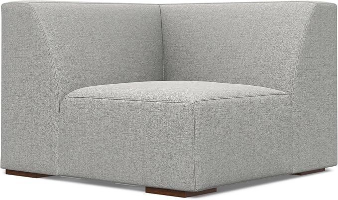 SIMPLIHOME Rex Right Corner Sectional Modular Sofa and Ottoman Set in 100% Recycled Polyester Tightly Woven Performance Fabric, Pale Grey, 116-inch-wide L-Shaped Sofa and 34-inch-Wide Ottoman