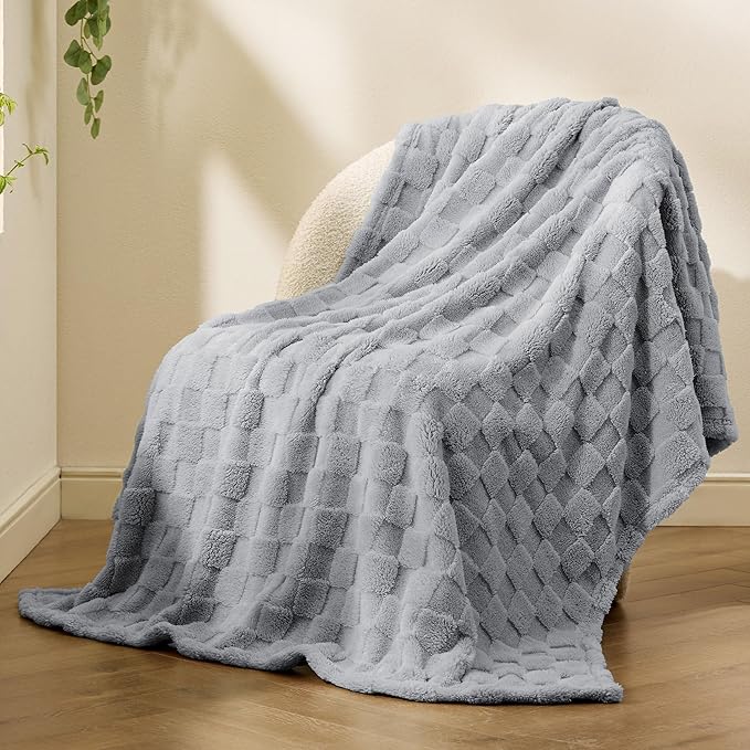 Bedsure GentleSoft Twin Blanket for Bed Silver Grey - Super Soft Cozy Blankets for Women Men Girls, Cute Fuzzy Fleece Throws for Bedroom Couch, 60x80 Inches