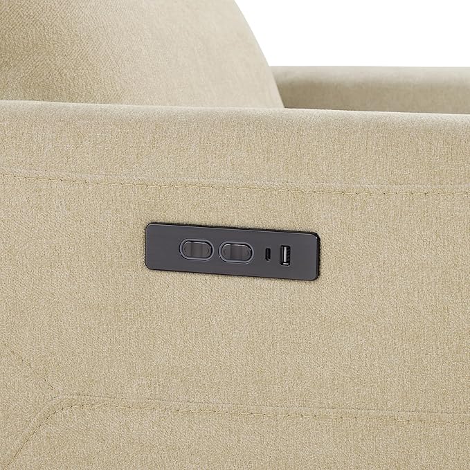 CHITA Power Recliner Chair for Adults, Electric Zero Clearance Wall Hugger Recliner for Small Spaces, Modern Living Room and RV Recliner Chair with Adjustable Power Headrest & Charging Ports, Beige