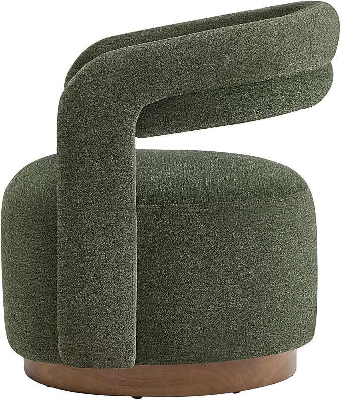 Swivel Accent Chair Set of 2, Upholstered Barrel Chair with Open Back Design, Modern Arm Chair with Wooden Base for Living Room Bedroom Reading Waitingroom,Green