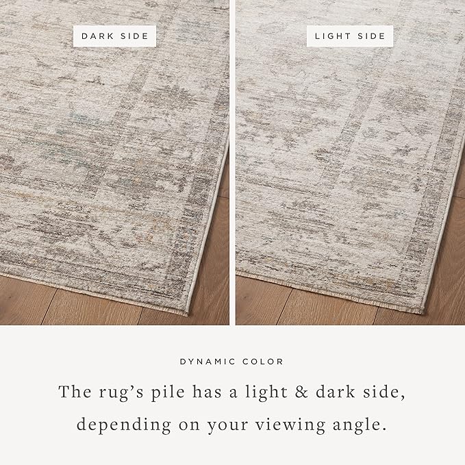 Loloi Magnolia Home by Joanna Gaines Millie Collection MIE-01 Silver/Dove 7'-10" x 10', .25" Pile Height, Area Rug