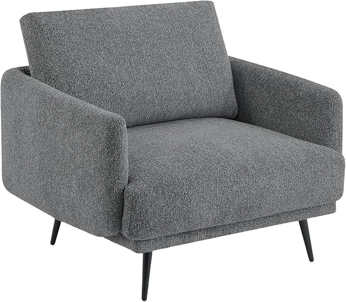 Oversized Accent Chair for Living Room Chairs Reading Arm Chair Comfy Modern Single Sofa Side Chairs with Metal Legs & Soft Cushion for Bedroom, Waiting Room (Chenille Dark Grey, Set of 2)