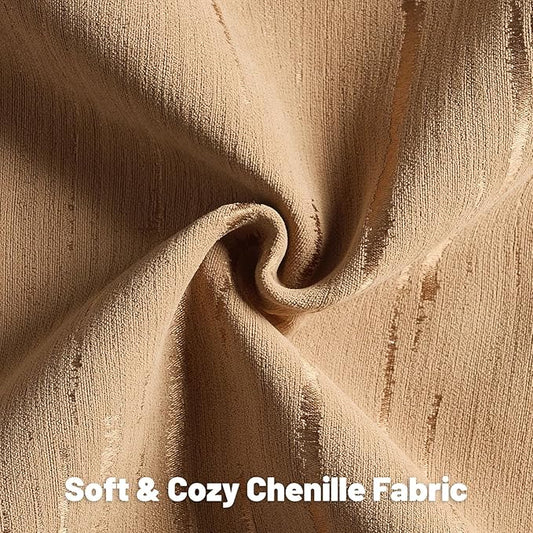 FUTEI Bronze Chenille Decorative Throw Pillow Covers 18x18 Inch Set of 2,Soft Embossed Striped Textured Cushion Case,Modern Home Decor for Couch Bed Living Room