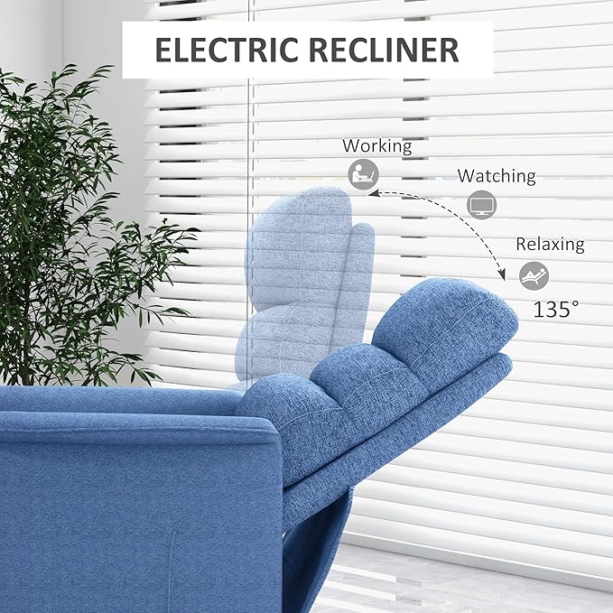 HOMCOM Power Lift Recliner Chair for Elderly, Easy Assembly, Fabric Lift Chair for Adults, Recliner Sofa with Remote Control, Side Pockets for Living Room, Blue