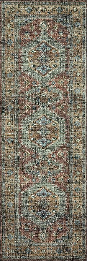 Loloi Skye Collection SKY-07 Terracotta/Sky 6'-0" x 6'-0" Round Area Rug