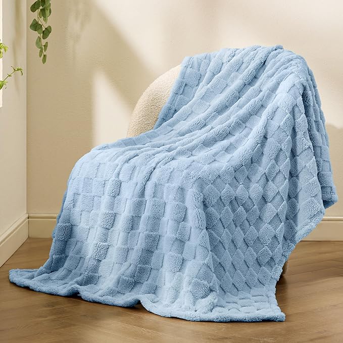 Bedsure GentleSoft Light Blue Throw Blanket for Couch - Super Soft Cozy Blankets Gifts for Women Men Girls, Cute Small Fleece Throws for Bedroom Home Decor, 50x70 Inches