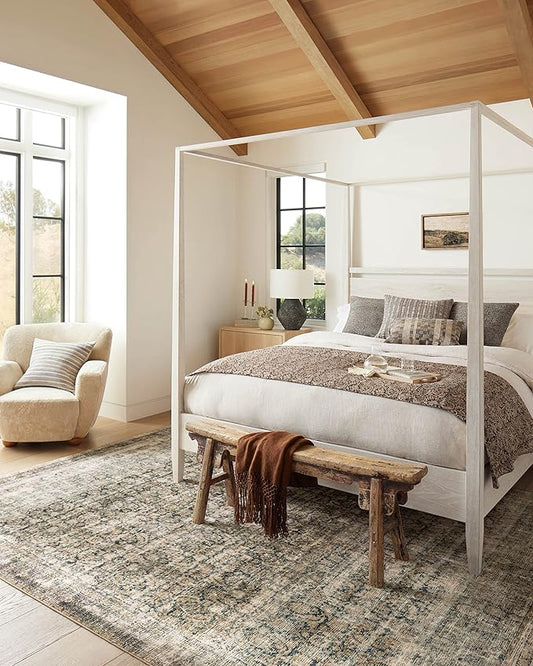 Loloi Amber Lewis Morgan Collection MOG-02 Navy/Sand 2'-3" x 9'-6" 38" Thick Runner Rug feat. CloudPile, Neutral, Room Décor, Vintage Inspired, Livingroom, Bedroom, Dining Area