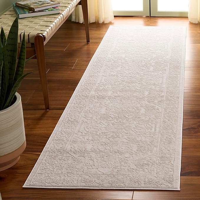 SAFAVIEH Reflection Collection Runner Rug - 2'3" x 16', Cream & Ivory, Non-Shedding & Easy Cleaning, Ideal for Living Room, Bedroom (RFT665D)