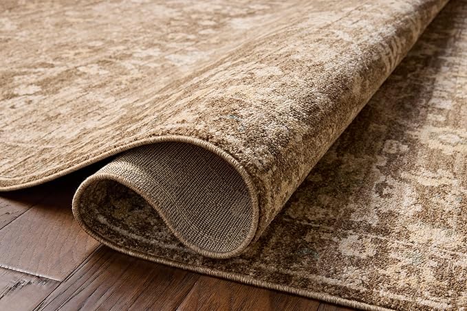 Loloi Chris Loves Julia Palma Collection PLM-09 Brown/Earth 3'-6" x 5'-6" Fringe Accent Rug Vintage Style Boho Living Room Bedroom Carpet