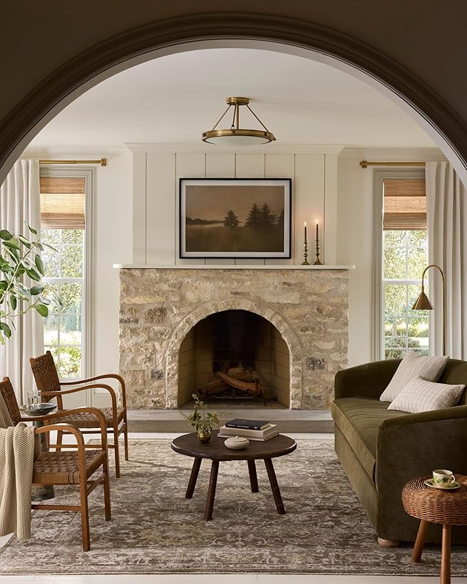 Loloi Magnolia Home by Joanna Gaines Pace Collection PAC-01 Bark/Natural 9'-6" x 9'-6" Round Area Rug