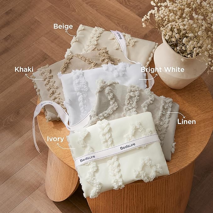 Bedsure Tufted Boho Comforter Set Full Size - Khaki Boho Bed Set, GentleSoft™ 3 Pieces Farmhouse Shabby Chic Embroidery Bedding, Gifts for Woman, Soft Jacquard Full Comforter for All Seasons