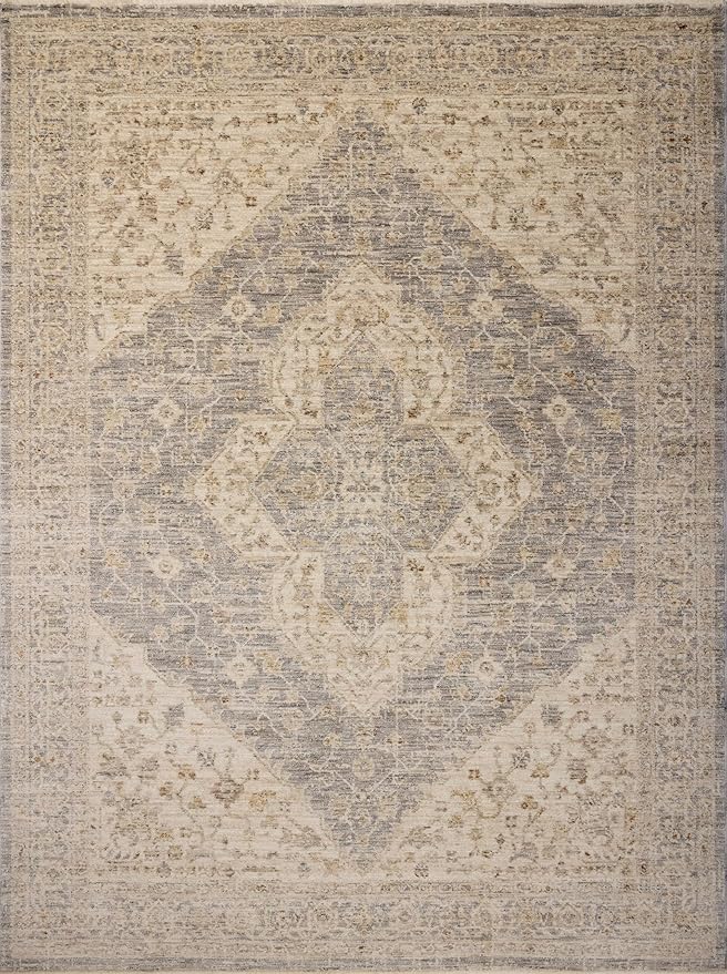 Loloi Magnolia Home by Joanna Gaines Junie Collection JUE-05 Denim/Natural 7'-10" x 7'-10", .38" Pile Height, Round Area Rug