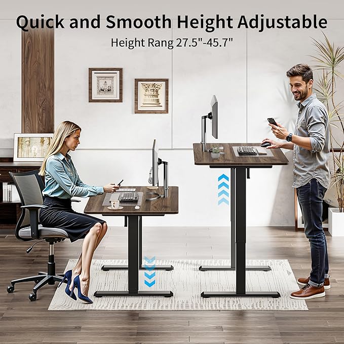 BIZUM 40x24 Inch Electric Standing Desk with Memory Presets, Quiet Motor Height Adjustable Stand Up Desk for Home Office & Gaming, Ergonomic Sit Stand Workstation,Walnut