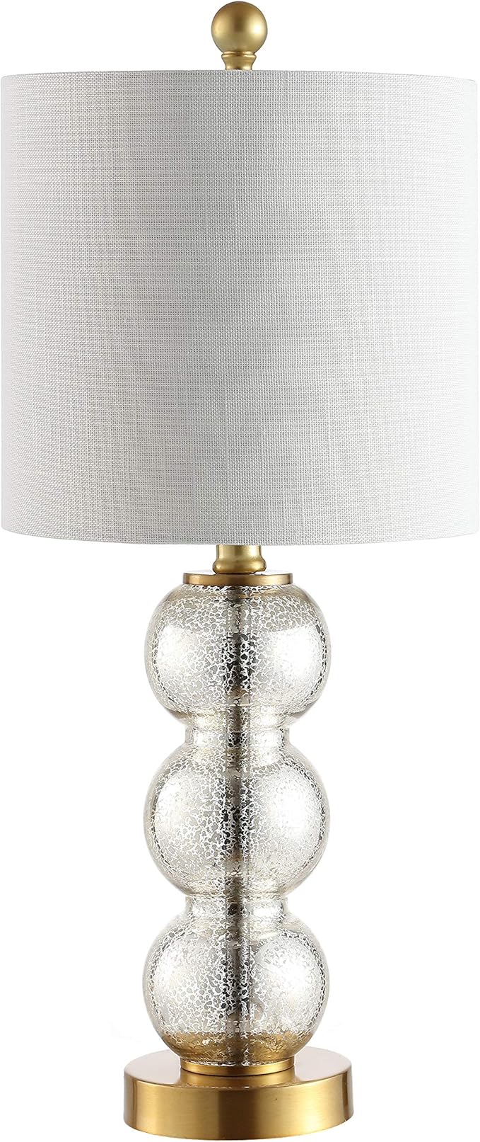 JONATHAN Y JYL1021C February 21" Glass/Metal LED Table Lamp Contemporary Bedside Desk Nightstand Lamp for Bedroom Living Room Office College Bookcase LED Bulb Included, Mercury Glass/Brass Gold