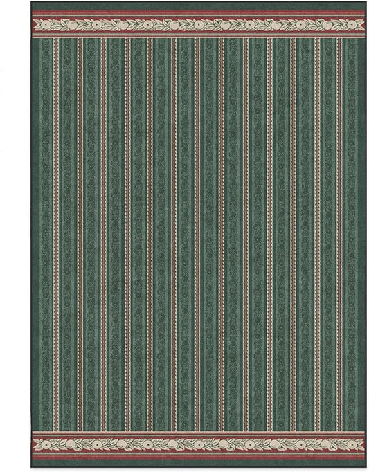 RUGGABLE x Morris & Co Machine Washable Area Rug – Fruit Stripe Spruce Green 5x7, Stain-Resistant, Non-Slip – Medium Rugs for Living Room, Bedroom, Hallway, Entryway & Office–with Cushioned Pad
