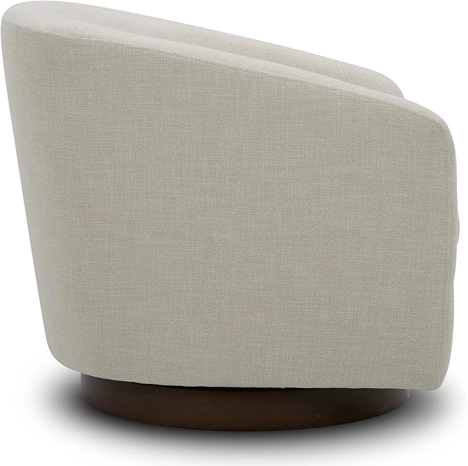 CHITA Swivel Accent Chair, FSC Certified Upholstered Fabric Barrel Chair for Living Room, Fully Assembled, Linen