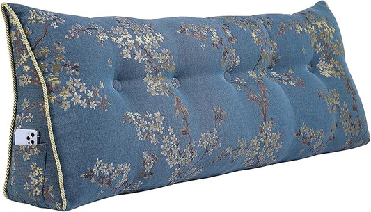 WOWMAX Wedge Pillow Headboard Dorm Headboard Twin XL Bed Bolster Pillow for Bed with Removable Cover Lake Blue