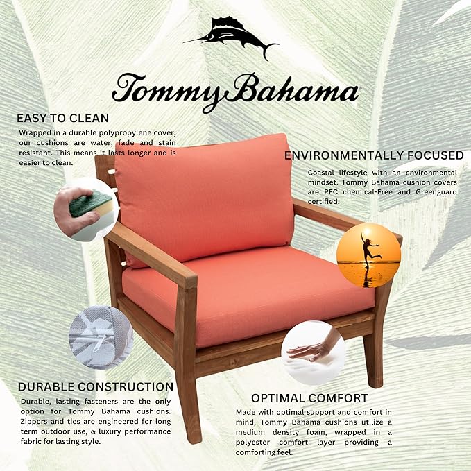 Tommy Bahama Deep Seating Lounge Cushion, 26" X 26" X 4", Bamboo Bay Mango