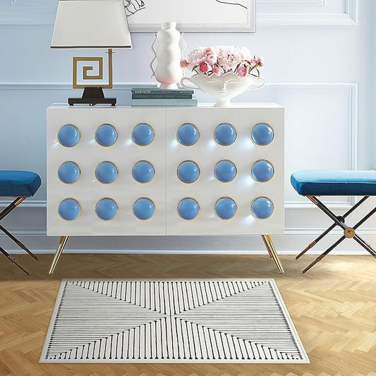 RUGGABLE x Jonathan Adler Machine Washable Modern Area Rug– Inkdrop Black & Ivory 2x3, Stain-Resistant, Non-Slip – Small Rugs for Living Room, Bedroom, Hallway, Entryway & Bathroom–with Cushioned Pad