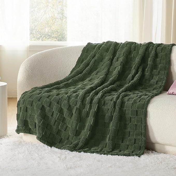 Bedsure GentleSoft Twin Blanket for Bed Bronze Green - Super Soft Cozy Blankets for Women Men Girls, Cute Fuzzy Fleece Throws for Bedroom Couch, 60x80 Inches