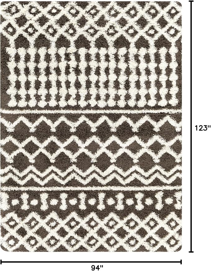 Livabliss Hapsburg Moroccan Shag Area Rug,7'10" x 10'3",Dark Brown