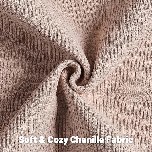FUTEI Pink Chenille Decorative Throw Pillow Covers 26x26 Inch Set of 2,Soft Cozy Striped Geometric Patterns Euro Pillow Sham,Modern Home Decor for Couch Bed Living Room