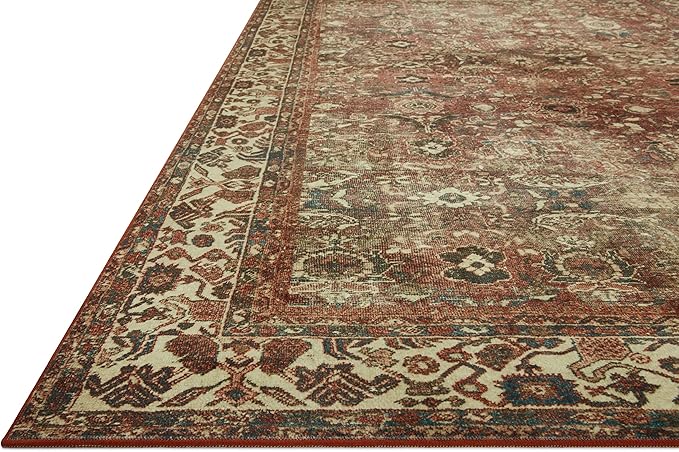 Loloi Magnolia Home by Joanna Gaines Banks Collection BAN-04 Brick/Ivory 2'-3" x 3'-9" .13" Pile Height, Machine Washable, Accent Rug