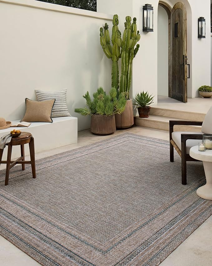 Loloi Amber Lewis Topanga Collection TOP-05 Natural/Teal 2'-3" x 3'-9" Indoor/Outdoor Area Rug