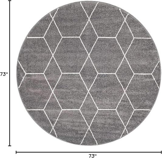 Unique Loom Trellis Frieze Collection Area Rug - Geometric (6' Round, Dark Gray/ Ivory)