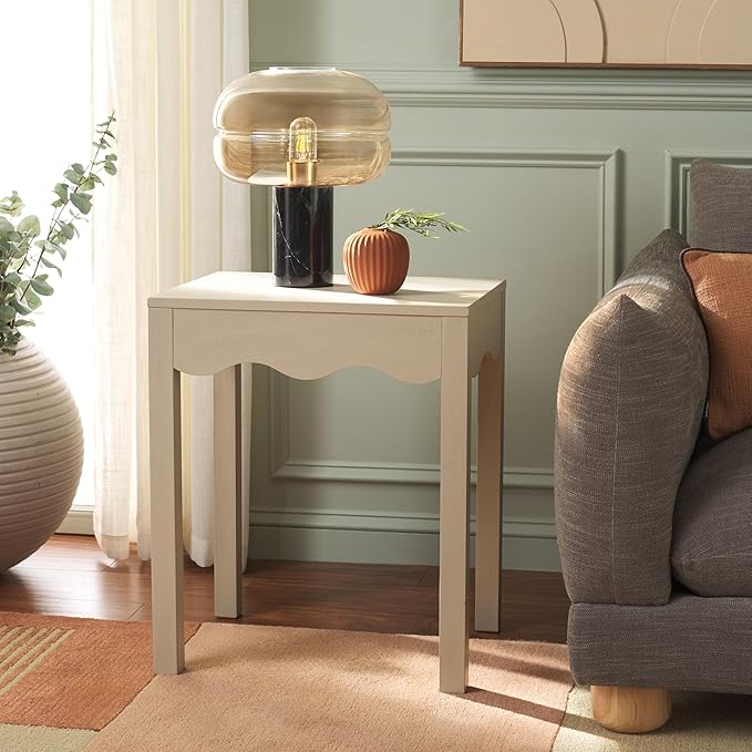 SAFAVIEH Home Collection Litith Sand Square Wave Accent Table